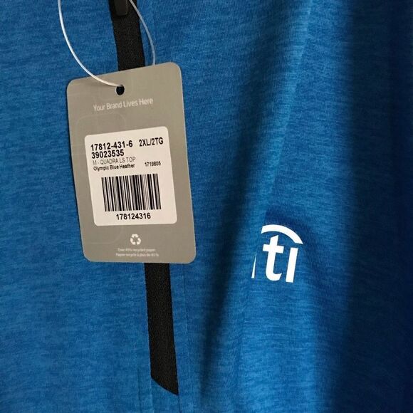 Elevate Mens size 2XL blue long sleeve golf fishing shirt with logo New - Picture 4 of 4